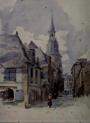 A Street in Dinan, France by William Linnaeus Casey
